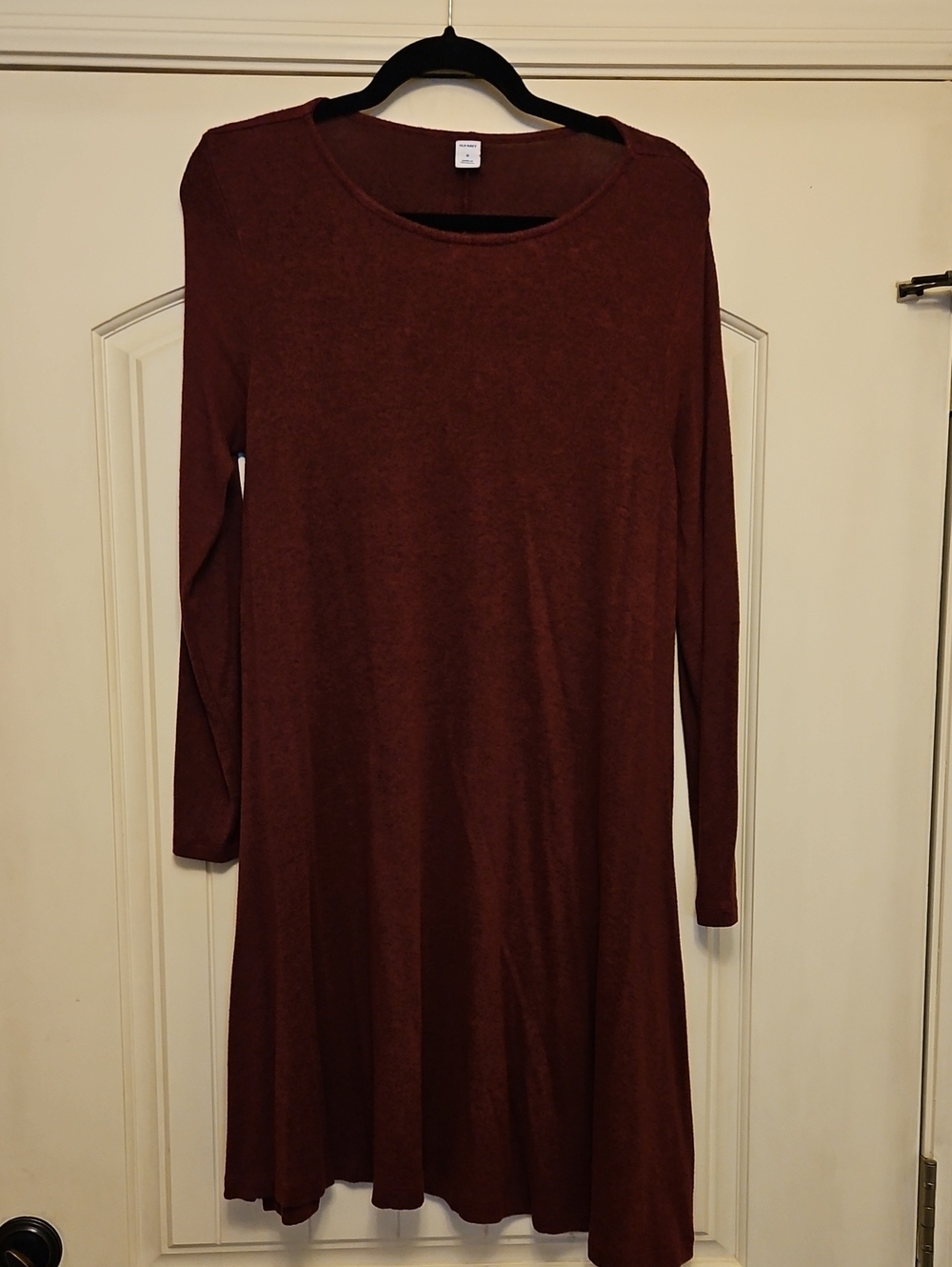 Old Navy Long Sleeve Swing Dress in Deep Burgundy